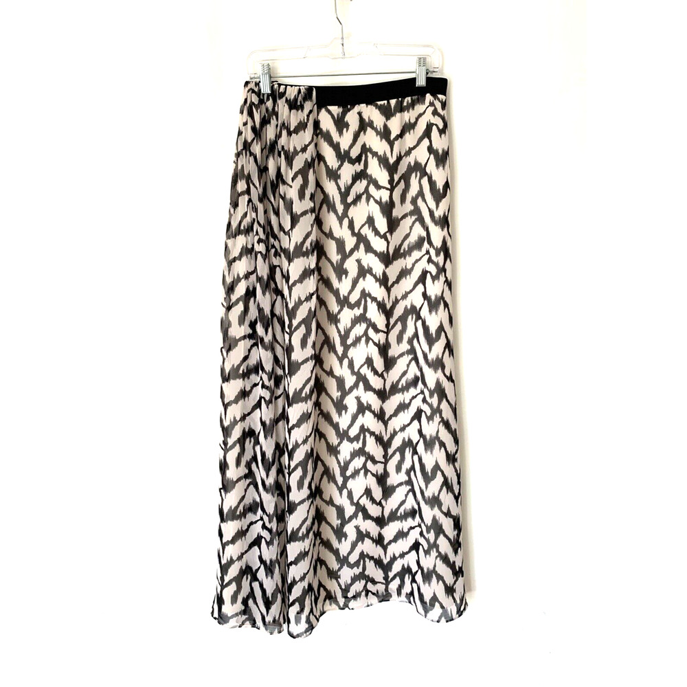 AX Armani Exchange Womens Skirt 6 Long Maxi Black & White Lined New
